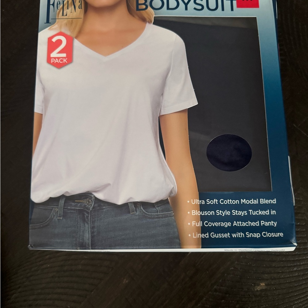 Felina blouson Bodysuit - 2 Pack Navy and Grey New